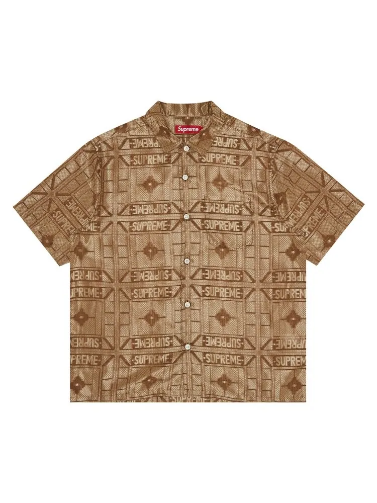 Рубашка Supreme Tray Jacquard Short-Sleeve Shirt — изображение 1 из 3, бежевый