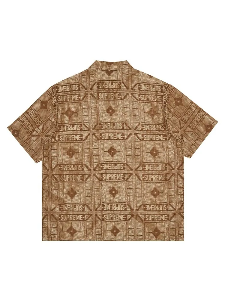 Рубашка Supreme Tray Jacquard Short-Sleeve Shirt — изображение 2 из 3, бежевый