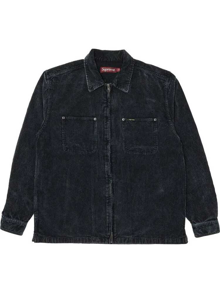 Рубашка Supreme Washed Corduroy Zip Up 'Black' — изображение 1 из 3, черный