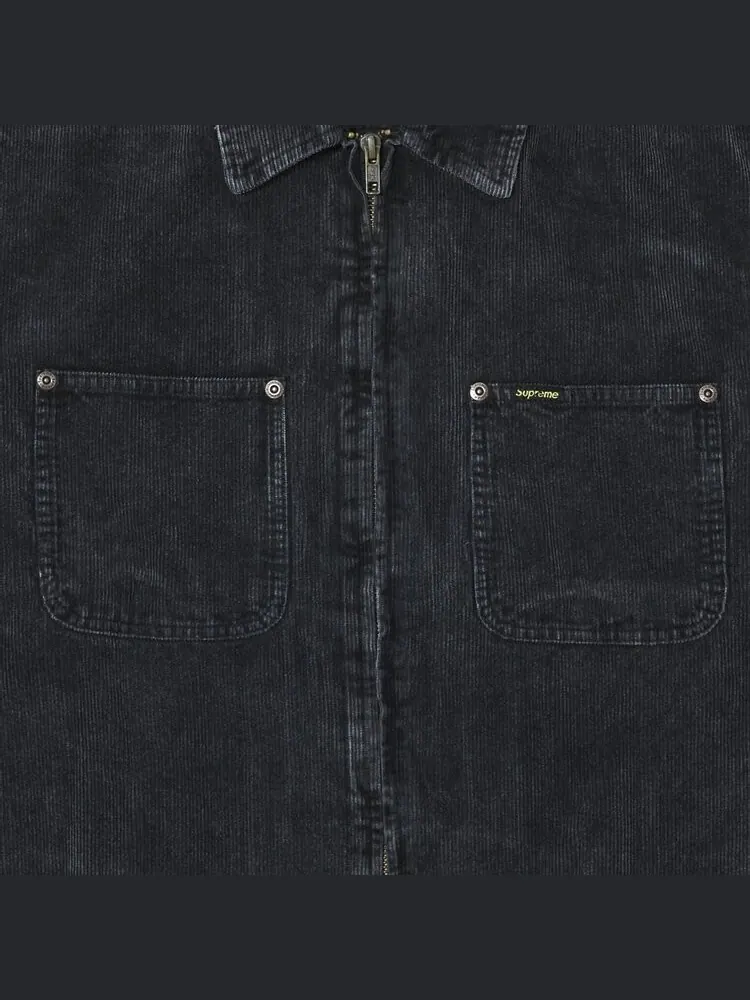 Рубашка Supreme Washed Corduroy Zip Up 'Black' — изображение 3 из 3, черный
