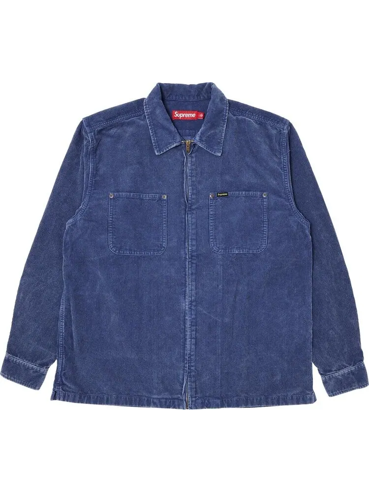 Рубашка Supreme Washed Corduroy Zip Up 'Blue' — изображение 1 из 3, синий