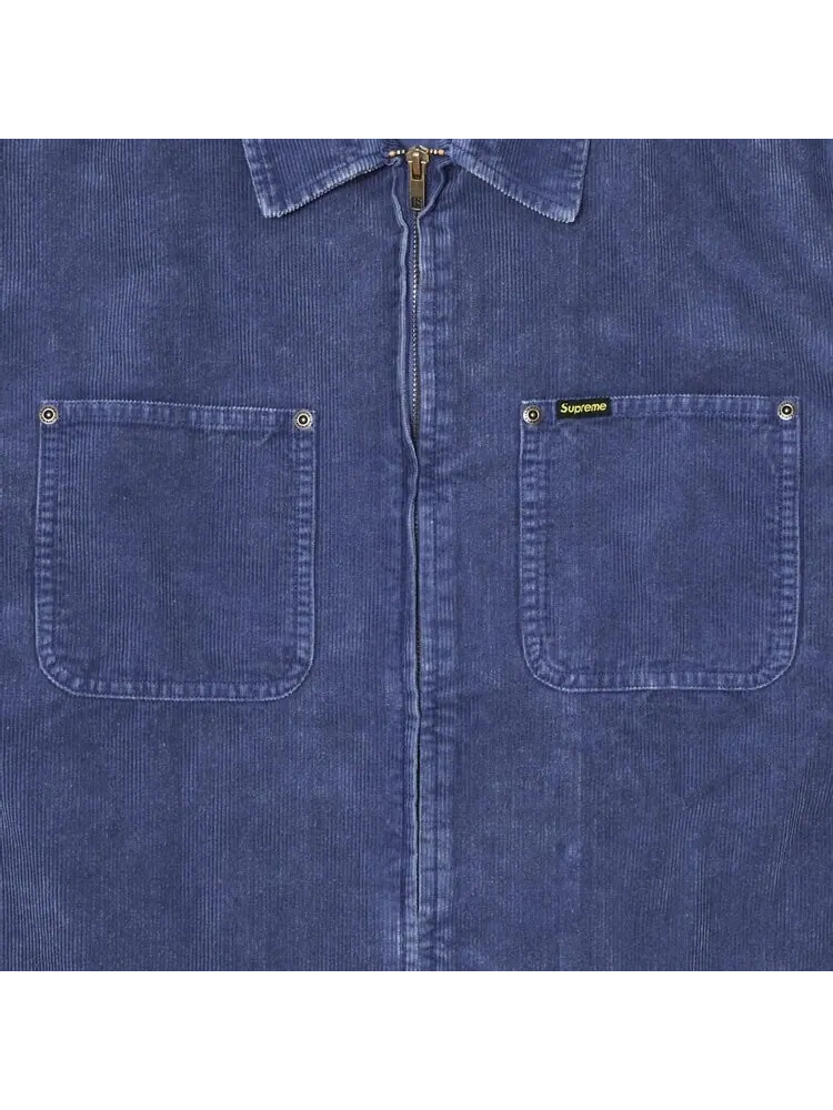 Рубашка Supreme Washed Corduroy Zip Up 'Blue' — изображение 3 из 3, синий