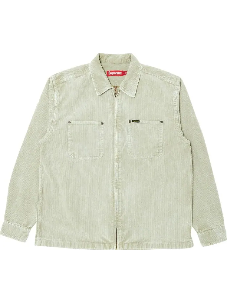 Рубашка Supreme Washed Corduroy Zip Up 'Tan' — изображение 1 из 3, загар