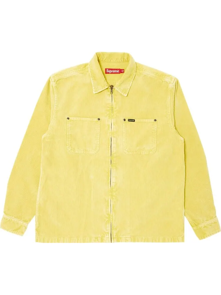 Рубашка Supreme Washed Corduroy Zip Up 'Yellow' — изображение 1 из 3, желтый