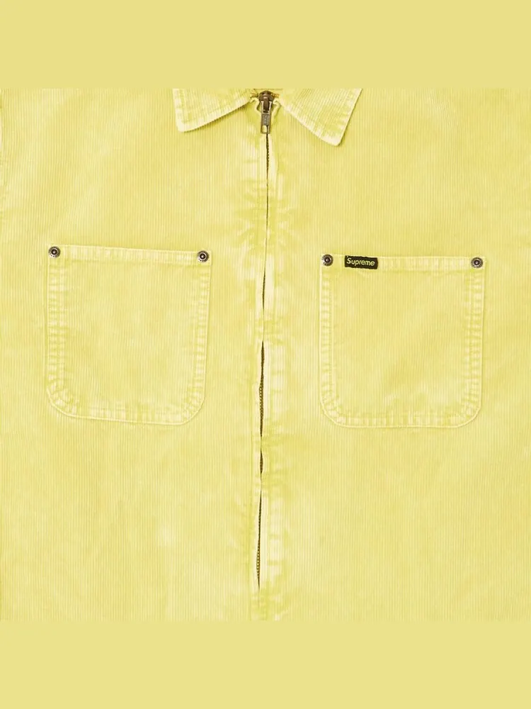Рубашка Supreme Washed Corduroy Zip Up 'Yellow' — изображение 3 из 3, желтый