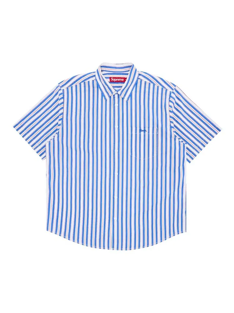 Рубашка Supreme Loose Fit Multi Stripe Short-Sleeve Shirt — изображение 1 из 3, синий