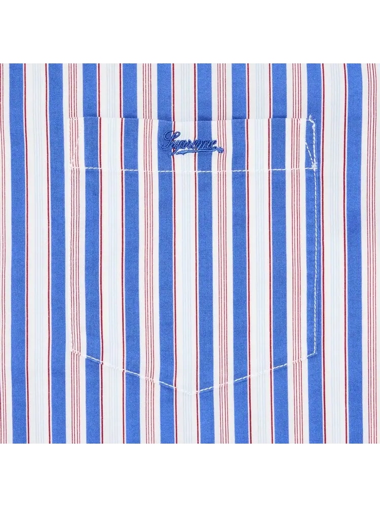 Рубашка Supreme Loose Fit Multi Stripe Short-Sleeve Shirt — изображение 3 из 3, синий