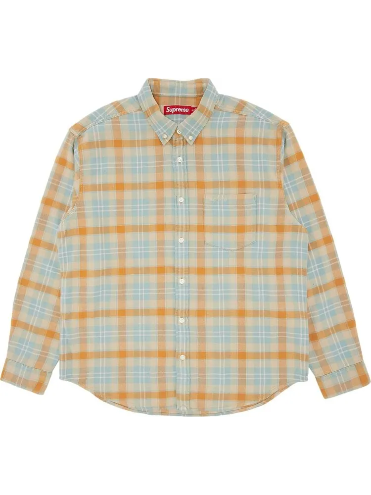 Рубашка Supreme Plaid Flannel 'Tan' — изображение 1 из 3, загар