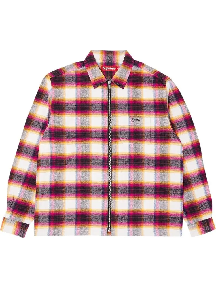 Рубашка Supreme Shadow Plaid Flannel Zip Up 'White' — изображение 1 из 3, мульти