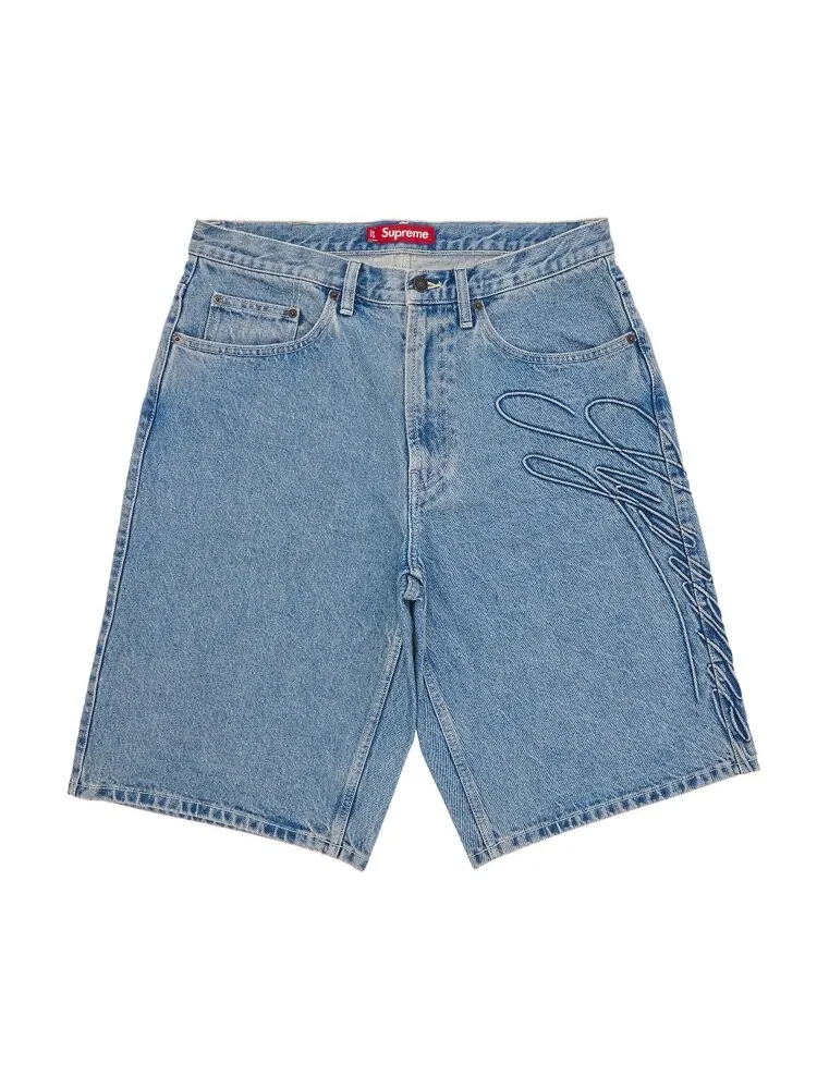 Шорты Supreme Script Baggy Denim Short — изображение 1 из 3, синий