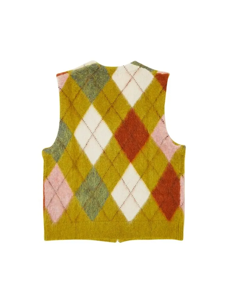 Жилет Supreme Brushed Argyle Zip Up Vest — изображение 2 из 3, желтый