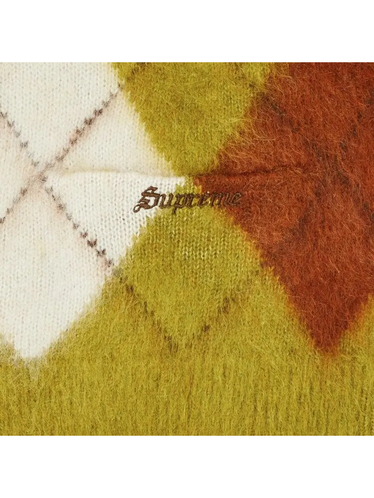Жилет Supreme Brushed Argyle Zip Up Vest — изображение 3 из 3, желтый