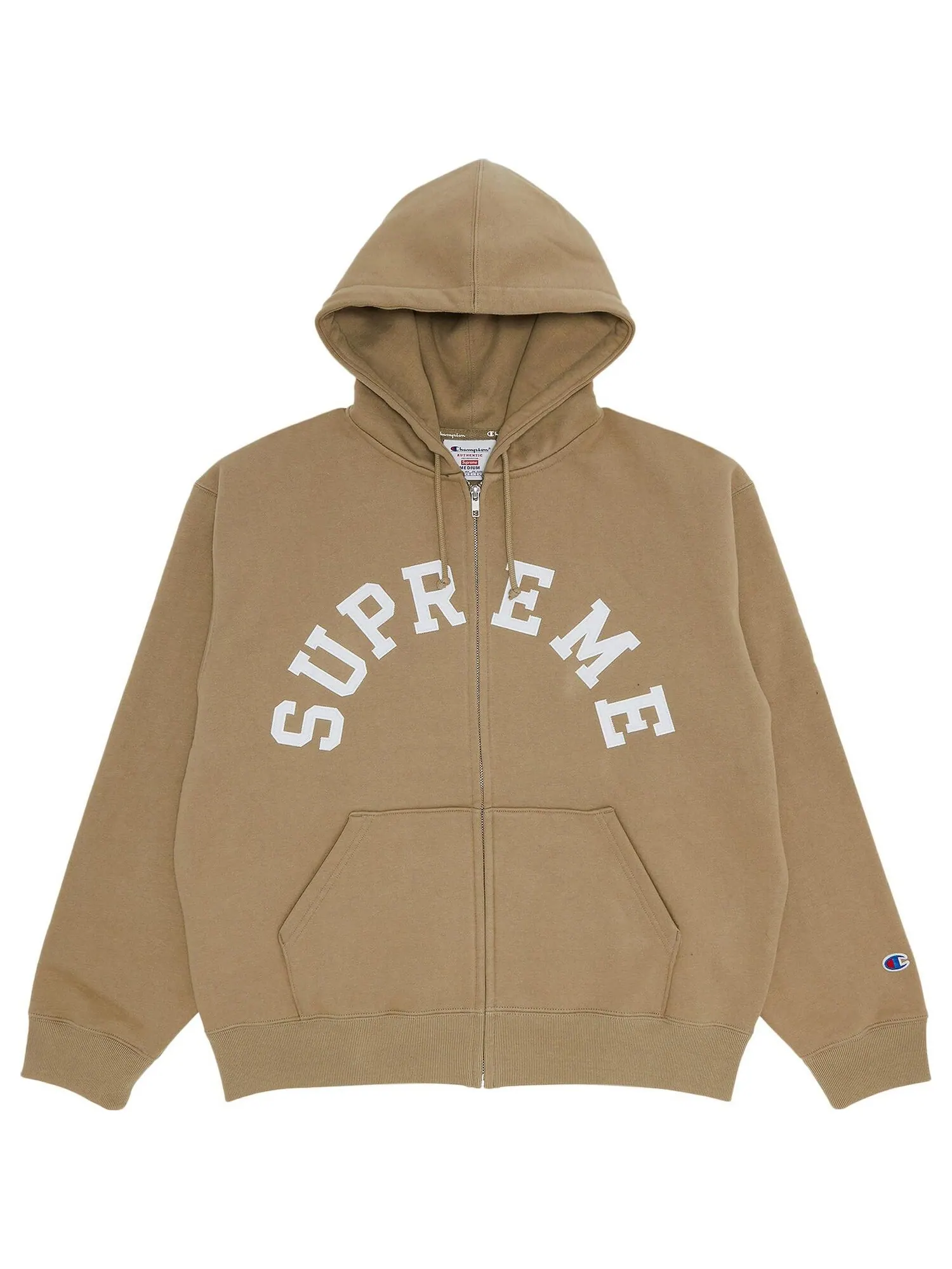 Толстовка Supreme x Champion Zip Up Hooded — изображение 1 из 2, бежевый