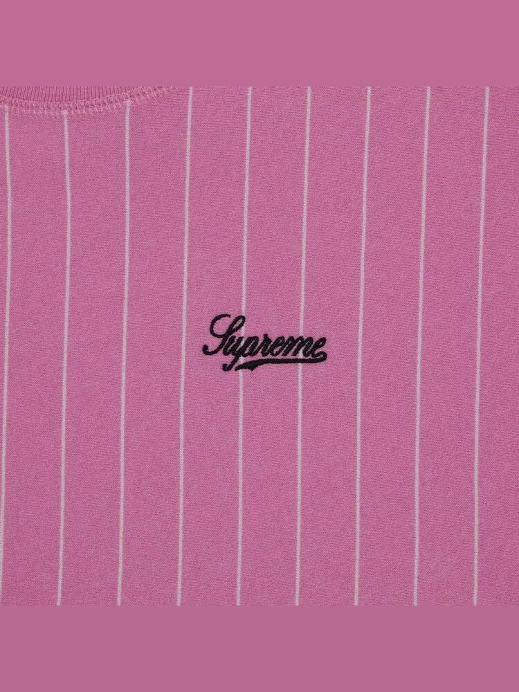 Толстовка Supreme Pinstripe Crewneck — изображение 2 из 2, розовый