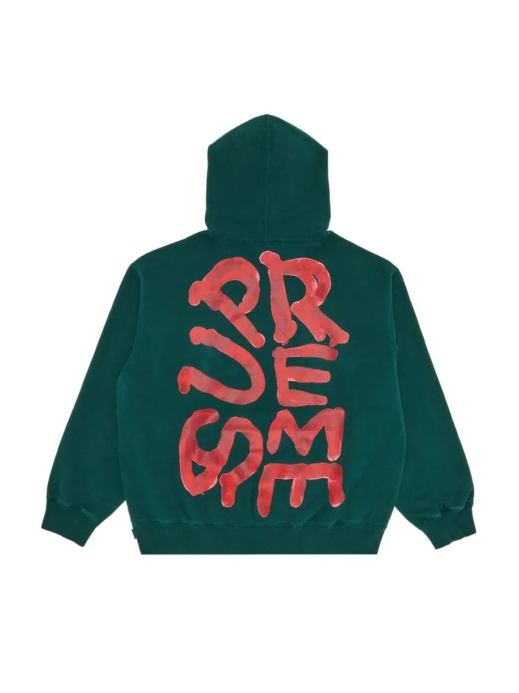Толстовка Supreme Paint Hooded Sweatshirt — изображение 2 из 3, зеленый