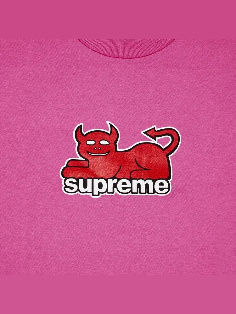 Футболка Supreme x Toy Machine Devil Cat 'Fuchsia' — изображение 2 из 2, розовый