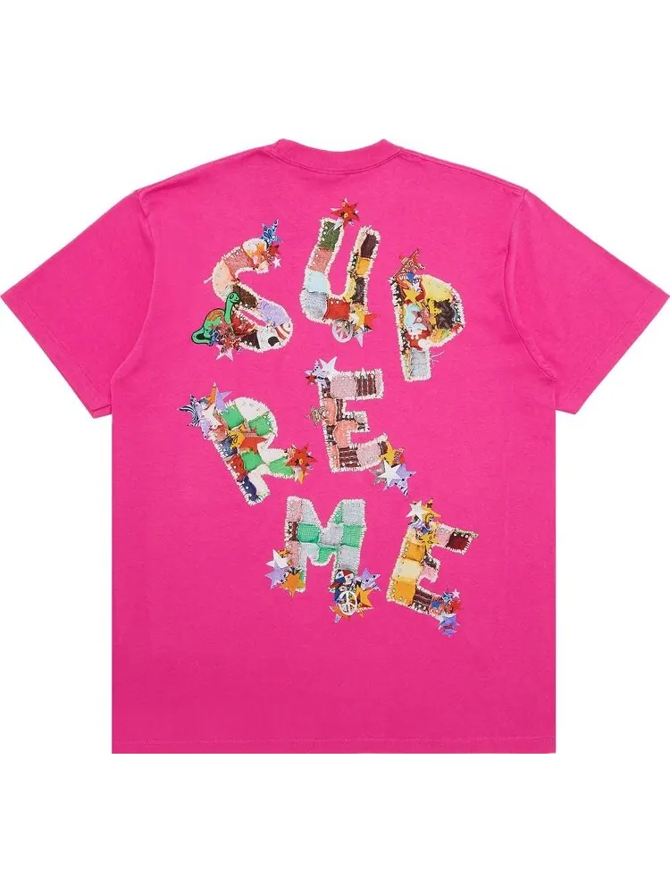Футболка Supreme Patchwork 'Fuchsia' — изображение 2 из 3, розовый