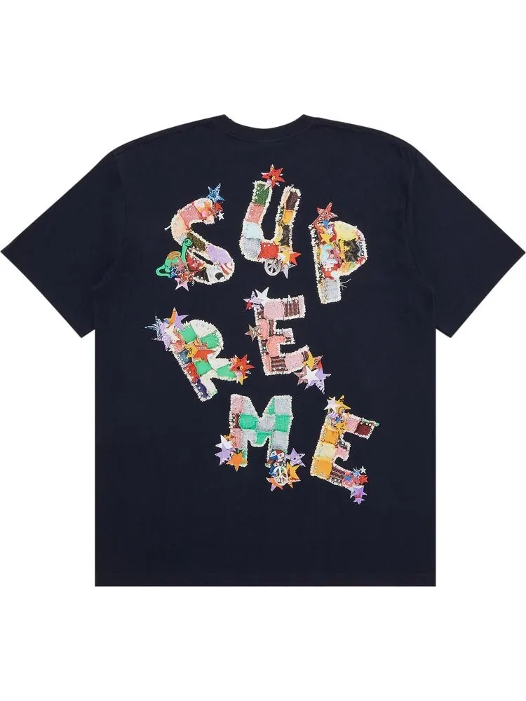 Футболка Supreme Patchwork 'Navy' — изображение 2 из 3, синий