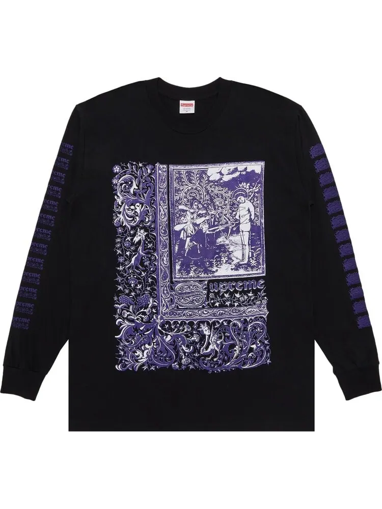 Лонгслив Supreme Saint Sebastian 'Black' — изображение 1 из 3, черный