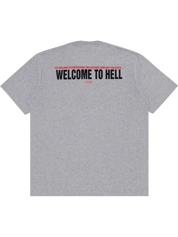 Футболка Supreme x Toy Machine Welcome To Hell 'Heather Grey' — изображение 2 из 3, серый
