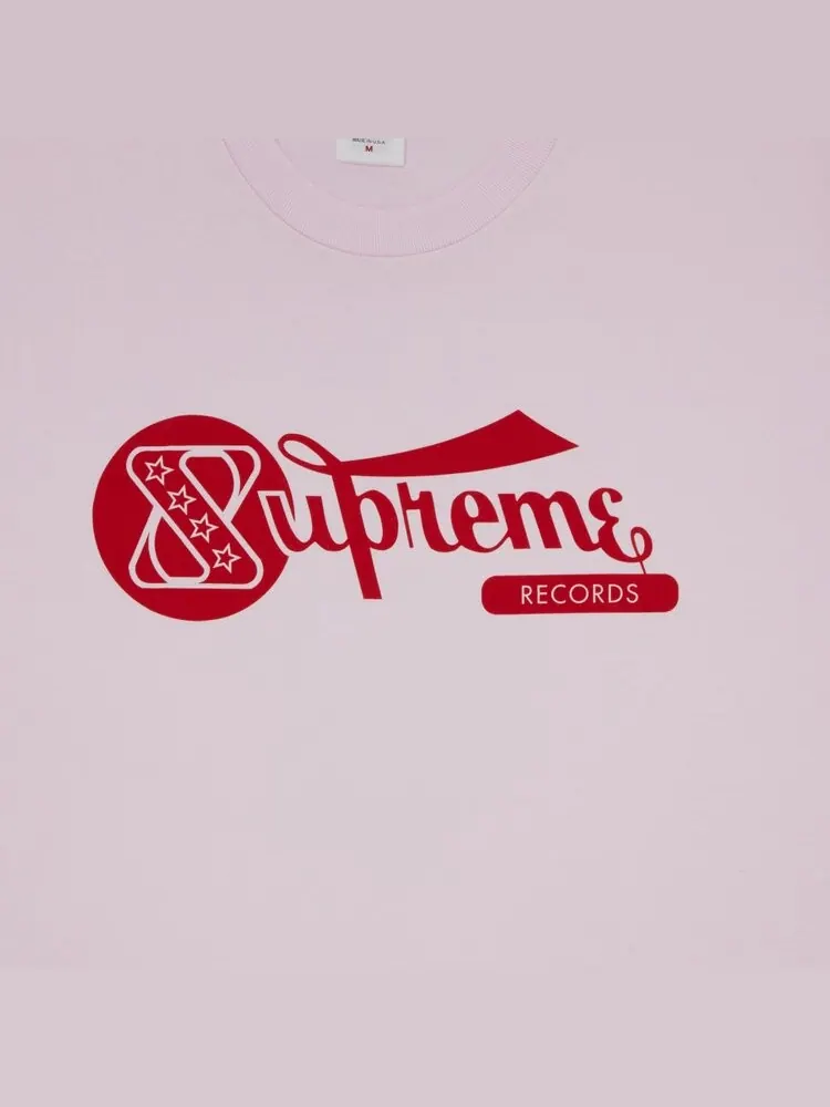 Футболка Supreme Records Tee — изображение 2 из 2, розовый