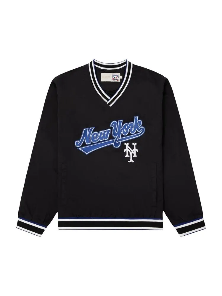 Пуловер Aimé Leon Dore x New York Mets Nylon V-Neck Pullover Jet Black — изображение 1 из 1, черный