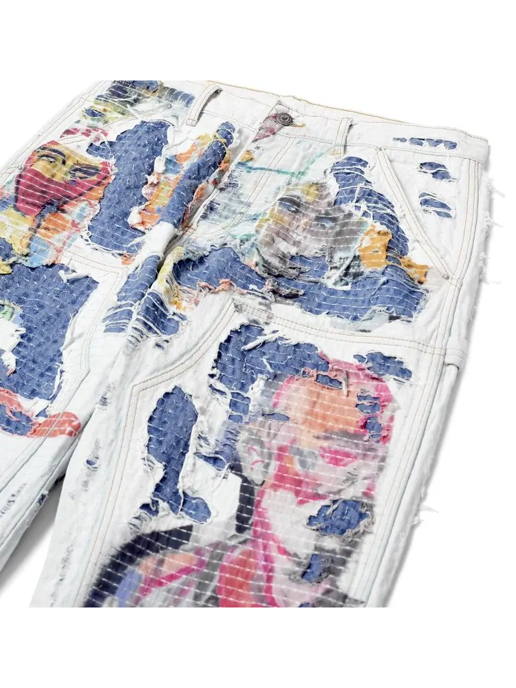 Брюки KidSuper Boro Stitched Double Knee Pant 'Multicolor' — изображение 3 из 3, мульти