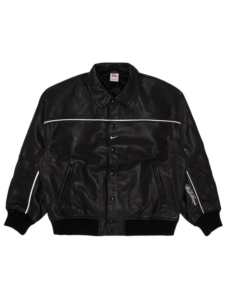 Куртка Supreme x Nike Leather Varsity Jacket — изображение 1 из 3, черный