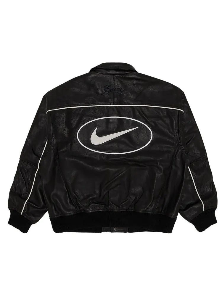 Куртка Supreme x Nike Leather Varsity Jacket — изображение 2 из 3, черный