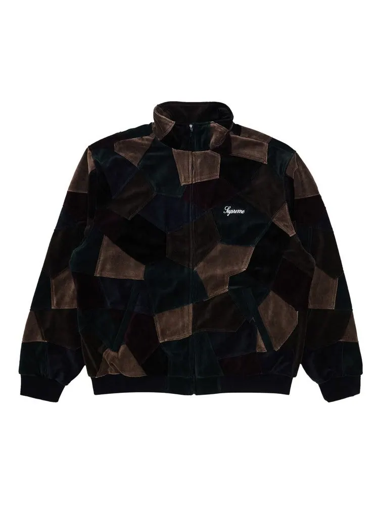 Спортивная куртка Supreme Patchwork Velour Track Jacket — изображение 1 из 3, темный темно-синий