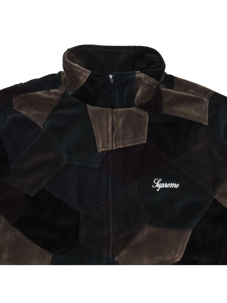 Спортивная куртка Supreme Patchwork Velour Track Jacket — изображение 3 из 3, темный темно-синий