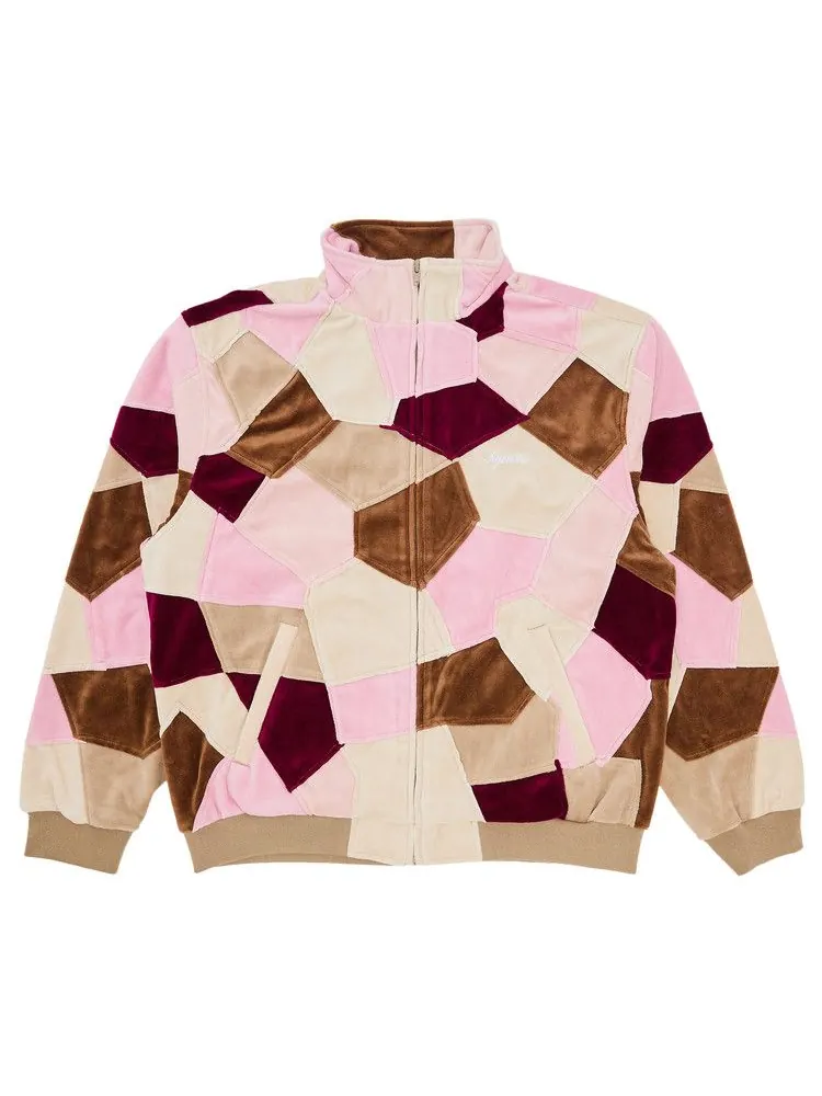 Спортивная куртка Supreme Patchwork Velour Track Jacket — изображение 1 из 3, бежевый