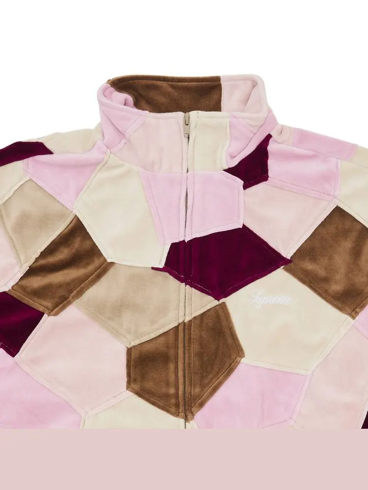Спортивная куртка Supreme Patchwork Velour Track Jacket — изображение 3 из 3, бежевый