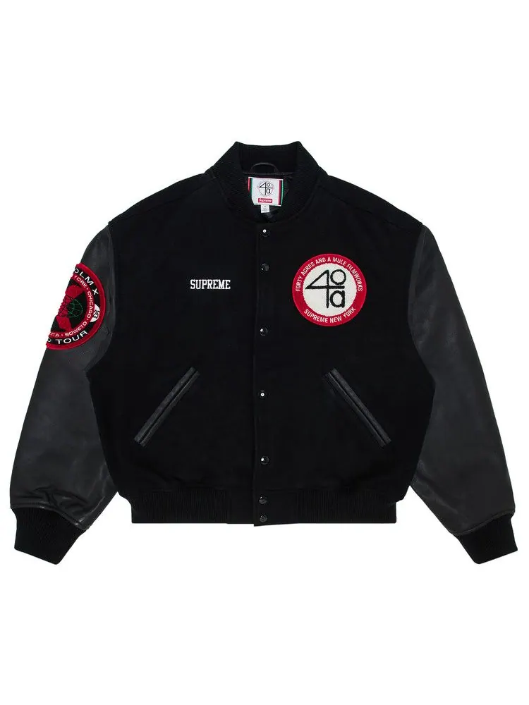 Куртка Supreme x 40 Acres Malcolm X Varsity Jacket — изображение 1 из 3, черный