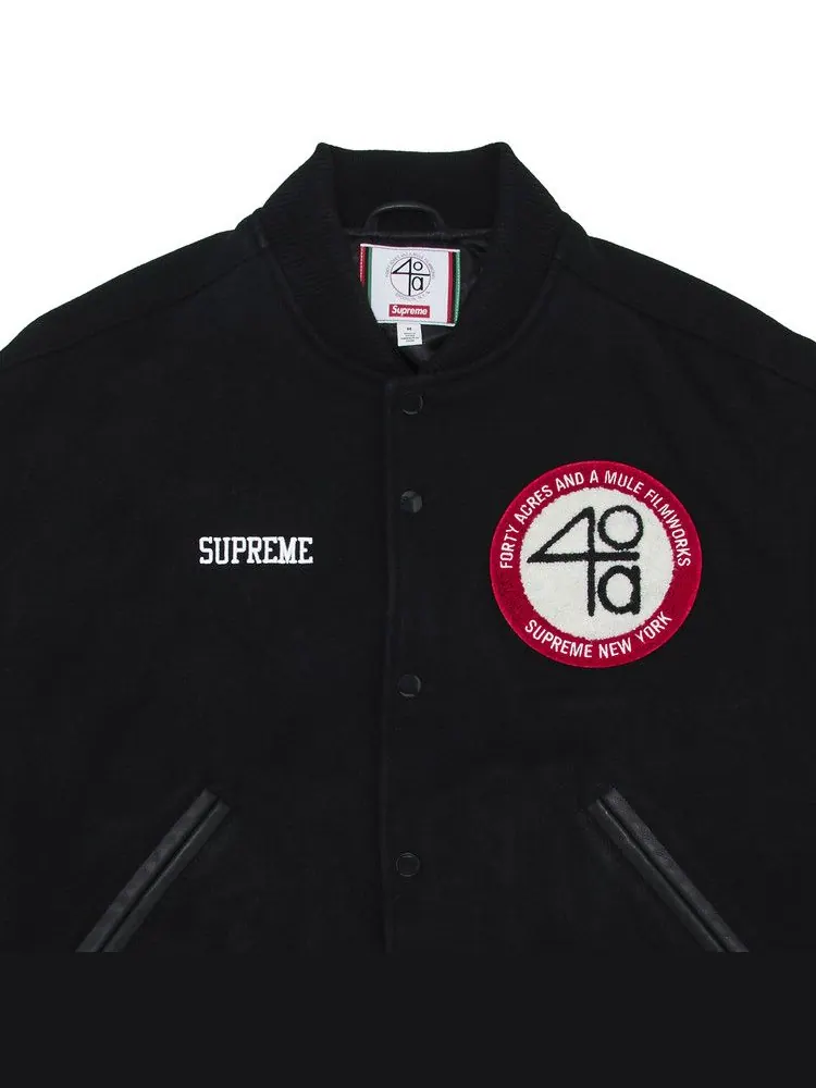 Куртка Supreme x 40 Acres Malcolm X Varsity Jacket — изображение 3 из 3, черный