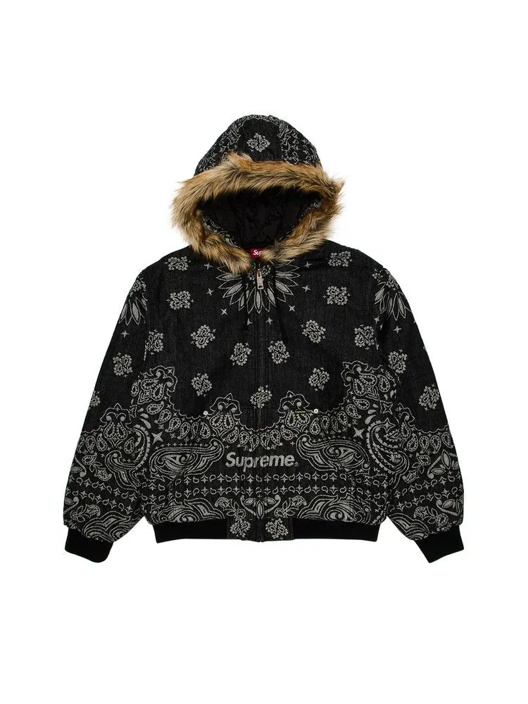 Куртка Supreme Bandana Jacquard Denim Hooded Work Jacket — изображение 1 из 3, черный