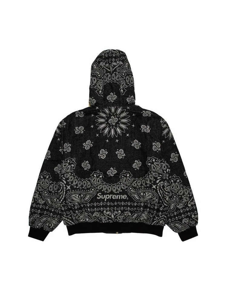 Куртка Supreme Bandana Jacquard Denim Hooded Work Jacket — изображение 2 из 3, черный