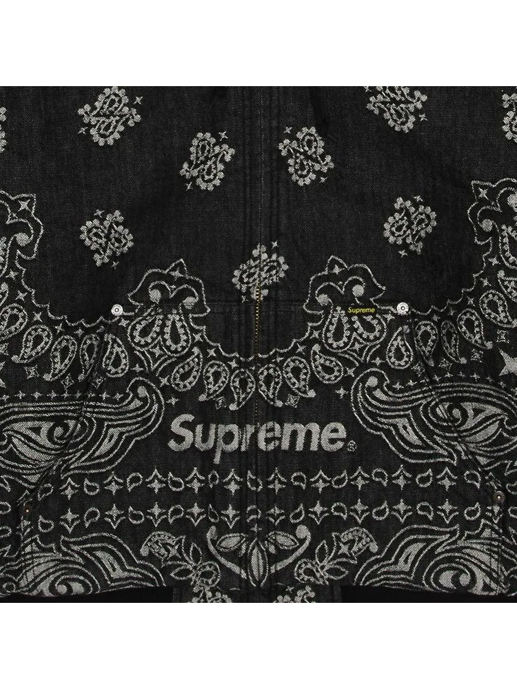 Куртка Supreme Bandana Jacquard Denim Hooded Work Jacket — изображение 3 из 3, черный