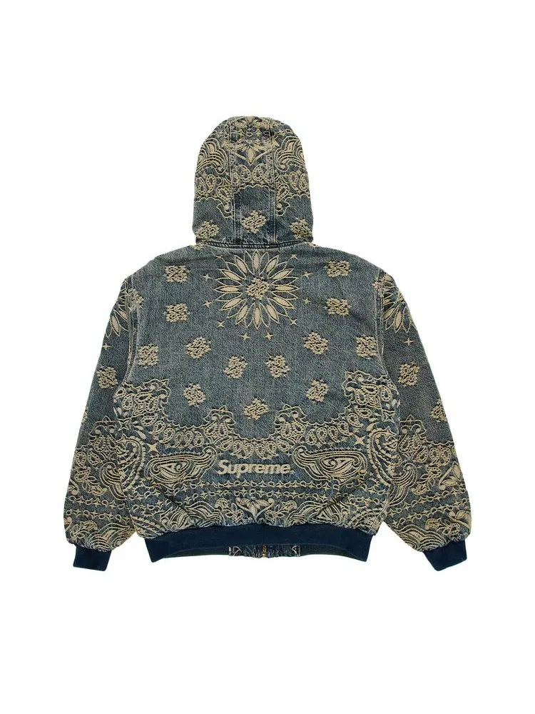 Куртка Supreme Bandana Jacquard Denim Hooded Work Jacket — изображение 2 из 3, синий
