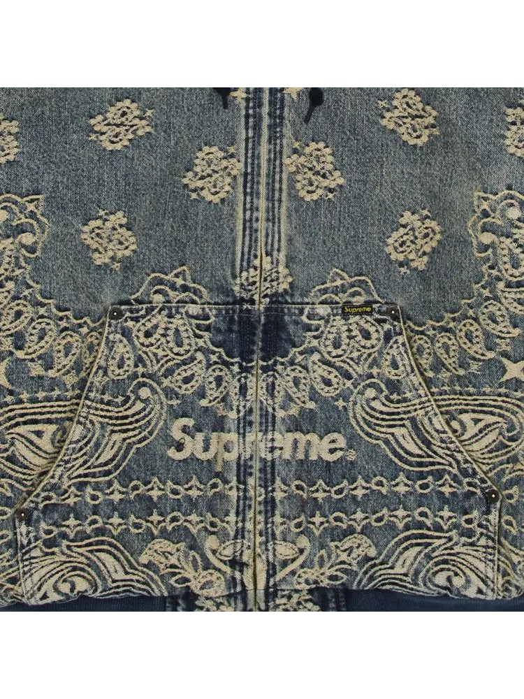 Куртка Supreme Bandana Jacquard Denim Hooded Work Jacket — изображение 3 из 3, синий