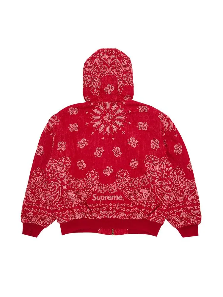 Куртка Supreme Bandana Jacquard Denim Hooded Work Jacket — изображение 1 из 3, красный