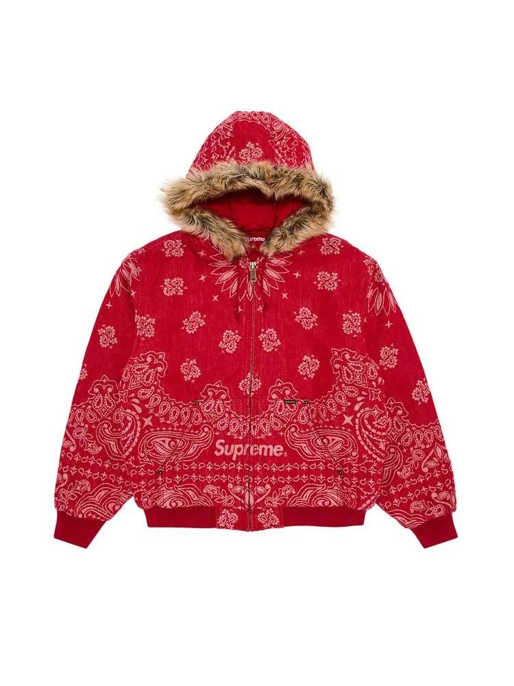 Куртка Supreme Bandana Jacquard Denim Hooded Work Jacket — изображение 2 из 3, красный