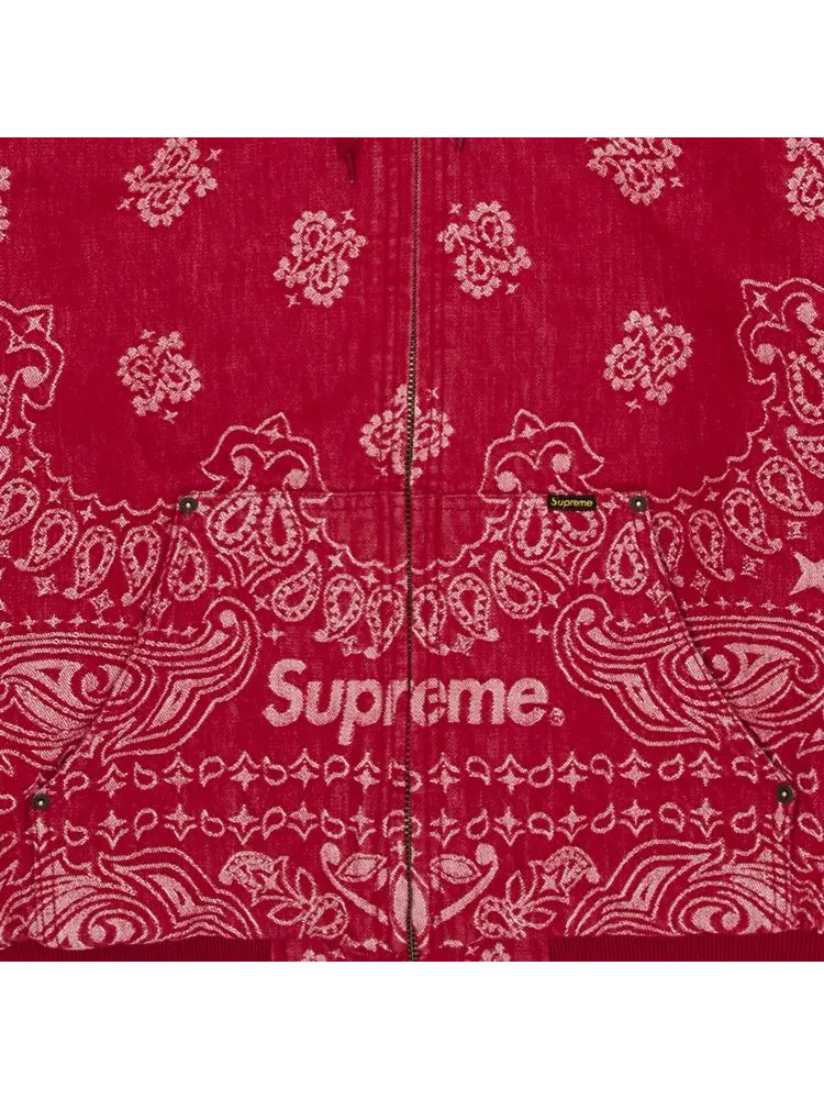 Куртка Supreme Bandana Jacquard Denim Hooded Work Jacket — изображение 3 из 3, красный