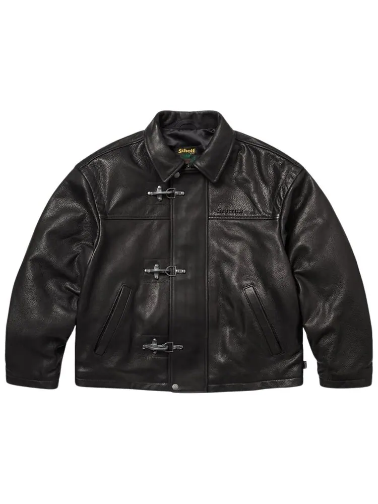 Кожаная куртка Supreme x Schott с клипсами — изображение 1 из 2, черный