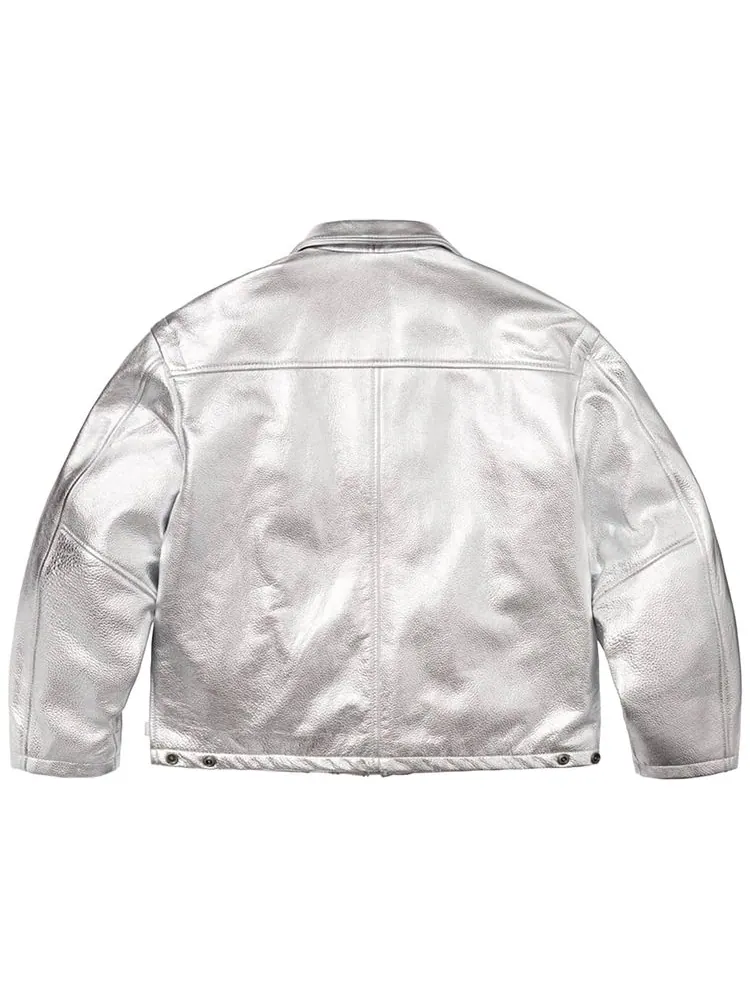 Кожаная куртка Supreme x Schott с клипсами — изображение 2 из 2, серебряный