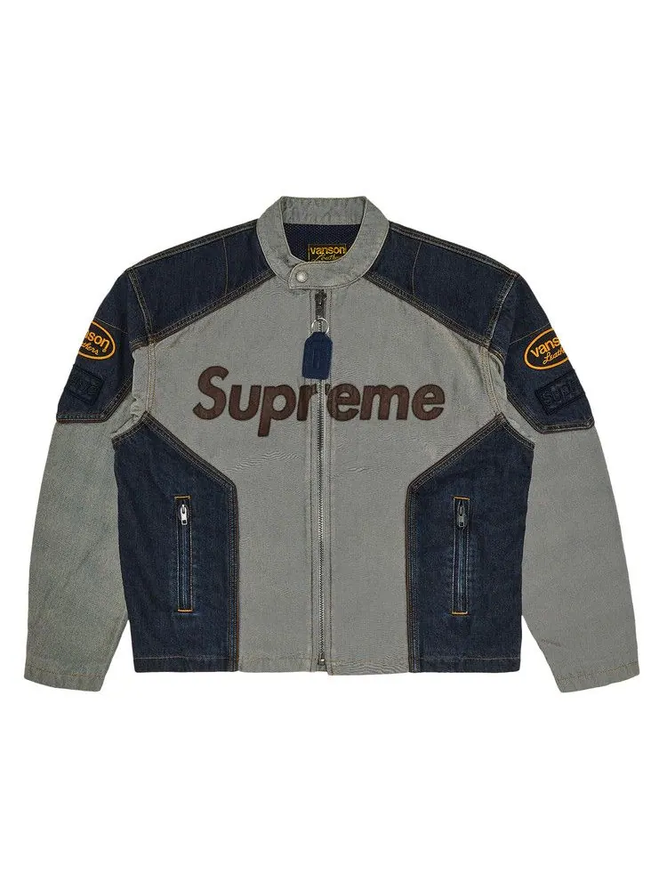Куртка Supreme x Vanson Leathers x Cordura Cotton Jacket — изображение 1 из 3, джинсовый синий