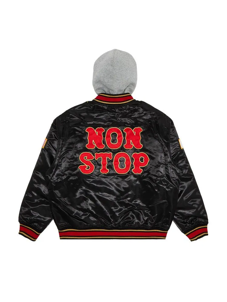 Куртка Supreme x Homerun Satin Hooded Varsity Jacket — изображение 2 из 3, черный