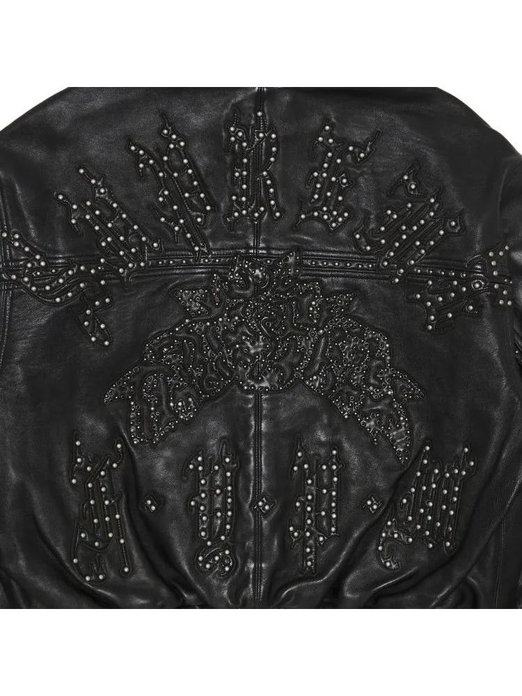 Куртка Supreme Studded Hooded Leather Jacket — изображение 3 из 3, черный