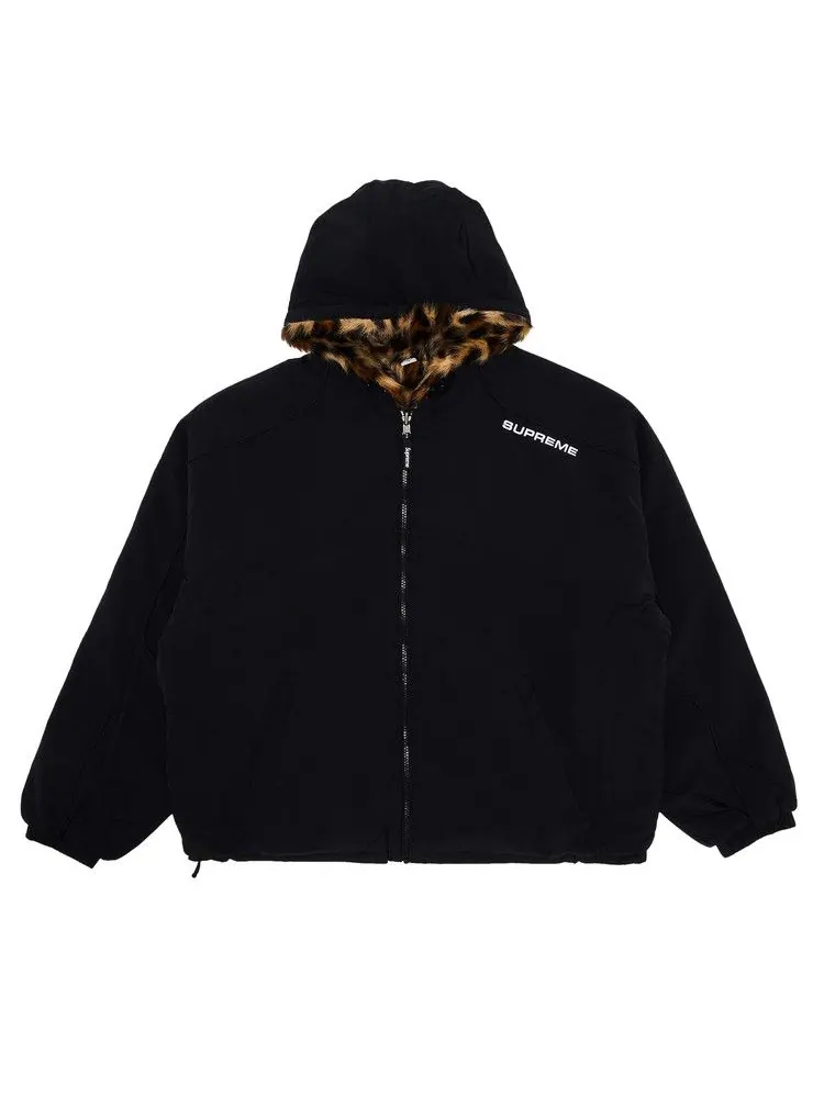 Спортивная куртка Supreme Faux Fur Reversible Hooded Track Jacket — изображение 1 из 4, черный