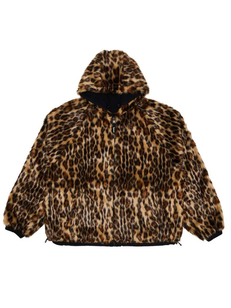 Спортивная куртка Supreme Faux Fur Reversible Hooded Track Jacket — изображение 3 из 4, черный
